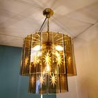 Vintage Rookglazen Platen Hanglamp Kroonluchter Plafondlamp Lamp thumbnail 15