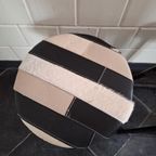 Vintage Kruk Met Patchwork Lederen Bekleding, Rond Krukje thumbnail 5