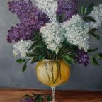 H. Delven "Stilleven Met Seringen In Een Vaas". thumbnail 2