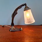 Art Deco Bureaulamp In Brons En Gesatineerd Glas, 1920-30 thumbnail 10