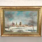 Georges Tahon - Schilderij - Veurne In De Winter thumbnail 4