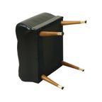 Vintage Zwarte Poef Conische Pootjes Chesterfield Stijl Skai thumbnail 10