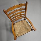 Set Of 4 Oak, Rustic, Farmhouse, Ladderback Dining Chairs With Rush Seats 1960S thumbnail 25