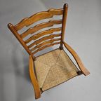 Set Of 4 Oak, Rustic, Farmhouse, Ladderback Dining Chairs With Rush Seats 1960s thumbnail 25