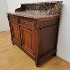 Vintage Frans Dressoir Commode, Ladekast Badkamermeubel Met Marmer Blad 209 thumbnail 8