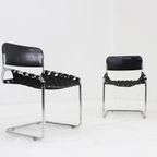 Vintage Italiaanse Stoelen Zwart Leer En Chroom, Jaren 70 thumbnail 8