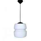 Vintage Hanglamp Met Opaline Glazen Bol, Jaren 60 thumbnail 2