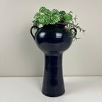 Hoge Bloempot / Vaas Keramiek, Blauw Glazuur Schulze Crinitz thumbnail 7