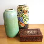 Vintage Houten Doosje Met Ingelegde Bloem Takken, Jaren, India '60/'70 thumbnail 4