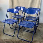 4X Vintage Kobalt Blauwe Klapstoelen thumbnail 10