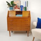 Vintage Deense Teakhouten Secretaire | Wandkast | Ladenkast thumbnail 10