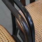 Set Van 4 Vintage Houten Design Eetkamer/ Bistro Stoelen Met Rieten Zitting In Thonet Stijl thumbnail 15