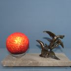 Art Deco Tafellamp, Bureaulamp, Siervogel, Vogels, Frankrijk, Periode 1920 - 1940, Sfeer Verlicht thumbnail 3