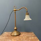 Staande Messing Piano Lamp Met Holophane Glazen Kapje thumbnail 16