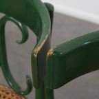 Set Van 2 Leuke Groene Sierlijke Vintage Bistro Stoelen Met Een Gematte Rieten Zitting thumbnail 5