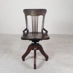 Eiken Bureaustoel, Atelierstoel, In Hoogte Verstelbaar, Jaren 30 thumbnail 7
