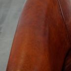 Zeer Mooie Cognac-kleurige Rundleren Clubfauteuil In Engelse Stijl Correct Afgewerkt Met Siernage thumbnail 12