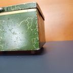 Antiek Groen Blikje Met Theekoepel thumbnail 7