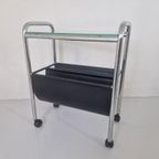 Vintage Verrijdbare Magazine Rack Krantenback Design thumbnail 7