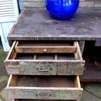 Prachtige Grote Vintage Industriele Toonbank Werkbank 273 Cm thumbnail 7