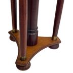 Antique - Wooden Piano Stool / Chair - Mounted On A Swiveling Base - Oak And Brass Detailing With thumbnail 4