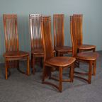 Set Van 6 Schapenleren Eetkamerstoelen In Art Nouveau Stijl thumbnail 2