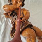 Beautiful Vintage Mid Century Angel Wall Sculpture Polychrome French thumbnail 2