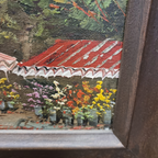 Vintage Olieverf Met Parijse Bloemenmarkt Frederic, 20e Eeuw thumbnail 6
