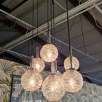 Vintage Kroonluchter 70s Chroom Met 7 Glazen Bollen thumbnail 4