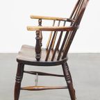 Antieke Engelse Houten Windsor Eetkamer/ Bijzetstoel Met Een Mooie Kleurencombinatie En Patina thumbnail 8