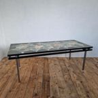 Mid Century Natuurstenen Tafel Met Zwevend Blad Design. thumbnail 7