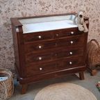 Franse Vintage Commode Met Lades Wit Marmeren Blad thumbnail 3