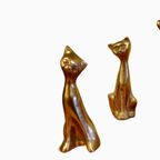 Familie Kat Poes Katten Poezen Messing Beeldje Beeldjes Beelden thumbnail 6