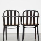 Set Van 2 Houten Eetkamerstoelen In Thonet Stijl Met Rieten Zitting thumbnail 4