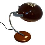 Herda - Space Age Table Lamp - Brown Base And Shade, Chromed Upright (rare Model) thumbnail 4