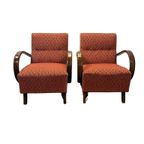 Set Van 2 Rode Relaxstoelen Van J. Halabala Voor Thonet Met Originele Bekleding thumbnail 2