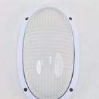 Vintage Simes Buitenlamp Wandlamp Metaal Glas ’80 Italy Wit thumbnail 7