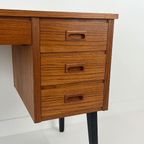 Scandinavisch Vintage Teak Fineren Bureau Faset thumbnail 10
