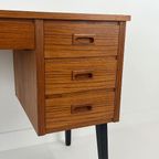 Scandinavisch Vintage Teak Fineren Bureau Faset thumbnail 11