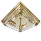 Mid-century Vierkante Kroonluchter Glas Messing Hollywood Regency 1970’s thumbnail 3