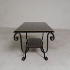 Vintage Salontafel Met 2 Glazen Bladen Met 50s Print thumbnail 7
