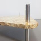Vintage Traingel Brutalist Salontafel Marmer Glas Tafel '70 thumbnail 6