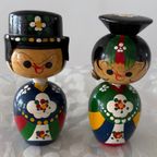 5 X Leuke Houten Japanse Stijl Beeldjes Met Bewegende Hoofd thumbnail 13