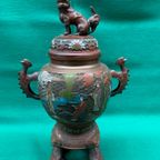 Bronzen Cloisonné Vaas. thumbnail 3