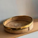 Mand Schaal Rotan Riet Messing Vintage thumbnail 2