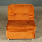 Midcentury Modulaire Zithoek/zitgroep – Velours Oranje – Jaren 70 thumbnail 14