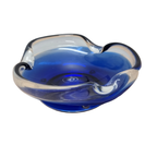 Blauw Glazen Murano Schaaltje Op Metalen Schotel thumbnail 5