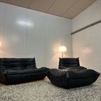 Nieuw Ligne Roset Togo Set Zwart Leer 2-Zits + 1-Zits + Poef thumbnail 15