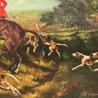 Jl Lecoyer. "Fox Hunt". Groot Formaat Schilderij. thumbnail 5