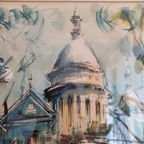 Marius Girard, Aquarel, Parisian Chic Gesigneerd. 1960. thumbnail 8